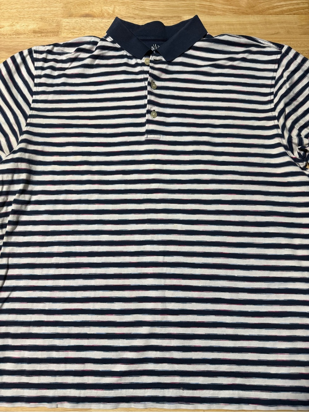 Callaway Golf Men’s XL Blue White Striped Polo Shirt 100% Cotton Short Sleeve